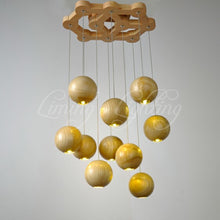 Load image into Gallery viewer, Wood Ball Led Chandelier